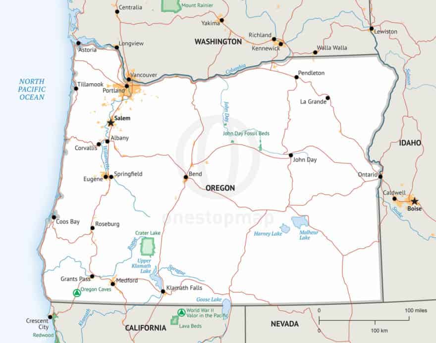 Free vector map of Oregon outline | One Stop Map