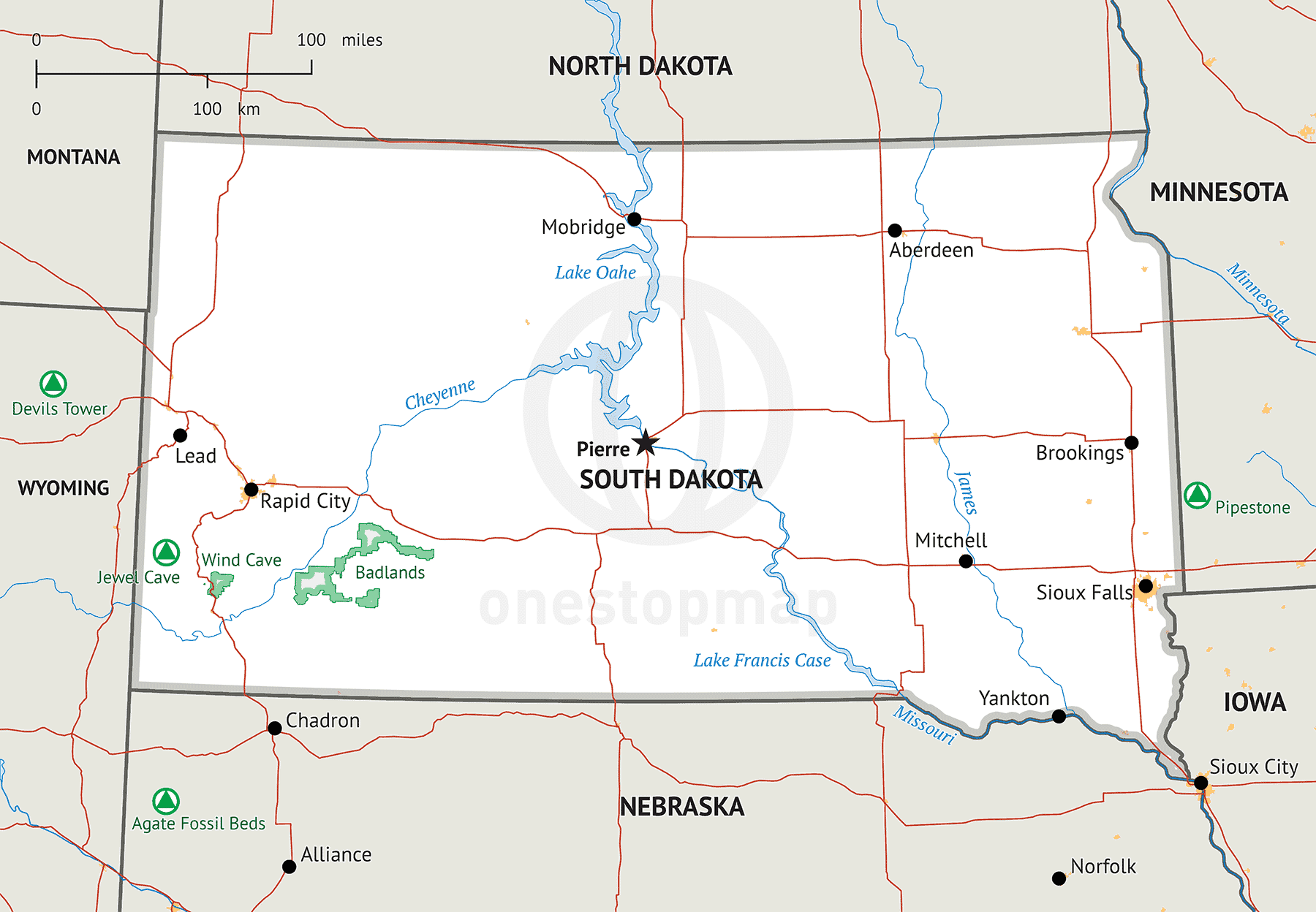 Map Of South Dakota State Outline County Cities Towns - vrogue.co