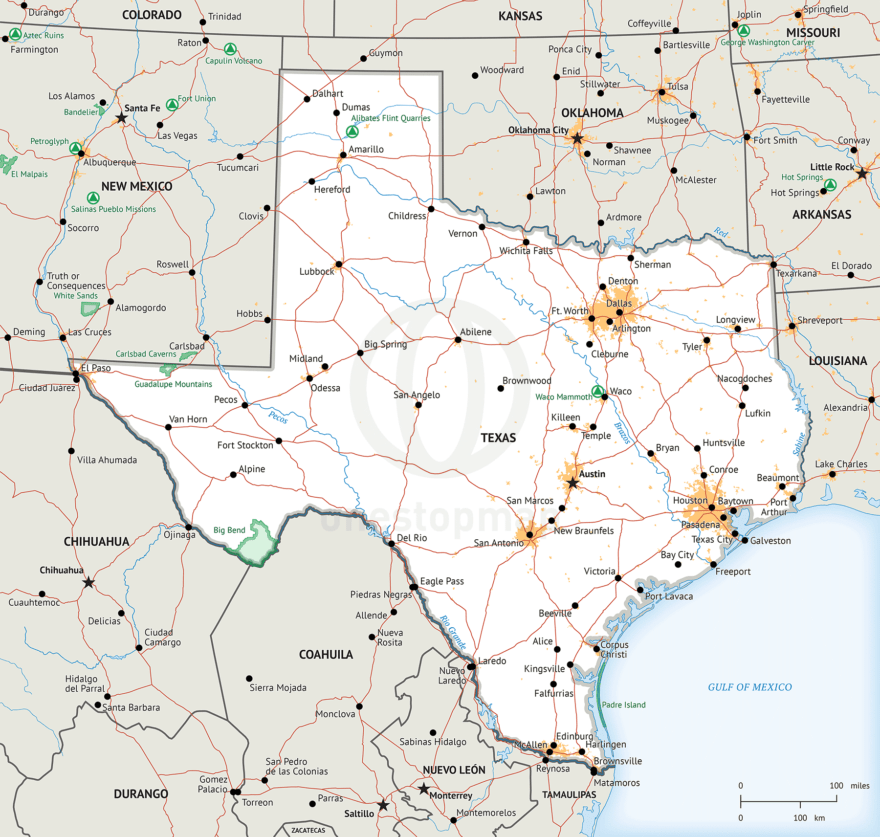 Free vector map of Texas outline | One Stop Map