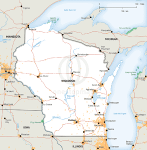 Free vector map of Wisconsin outline | One Stop Map