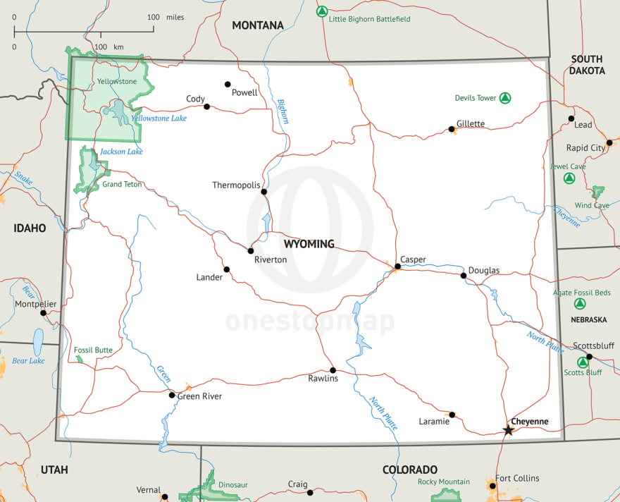 Free vector map of Wyoming outline | One Stop Map