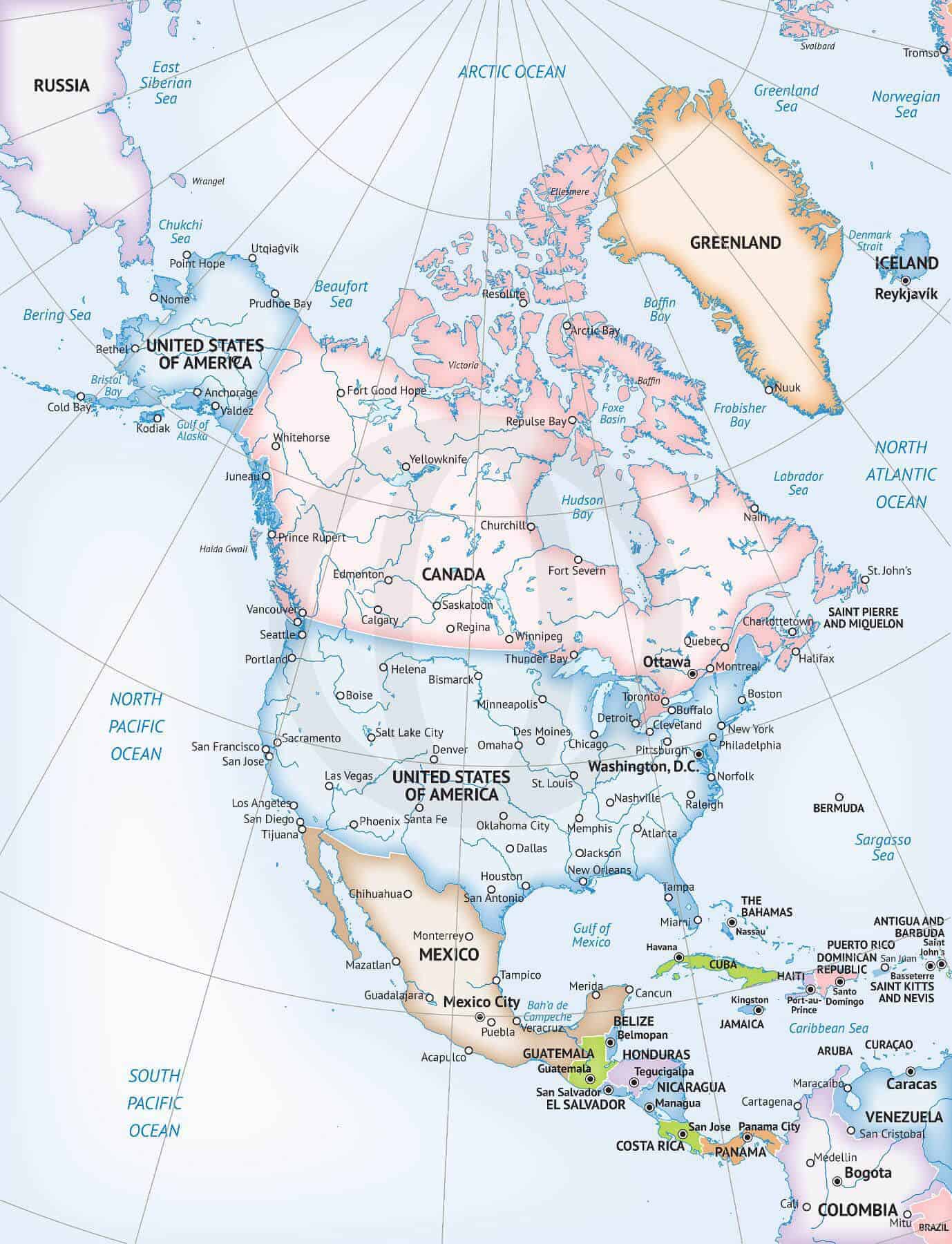 North America Printable Map