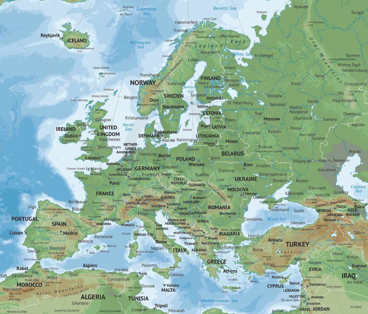 Vector Map Of Europe Continent Political 