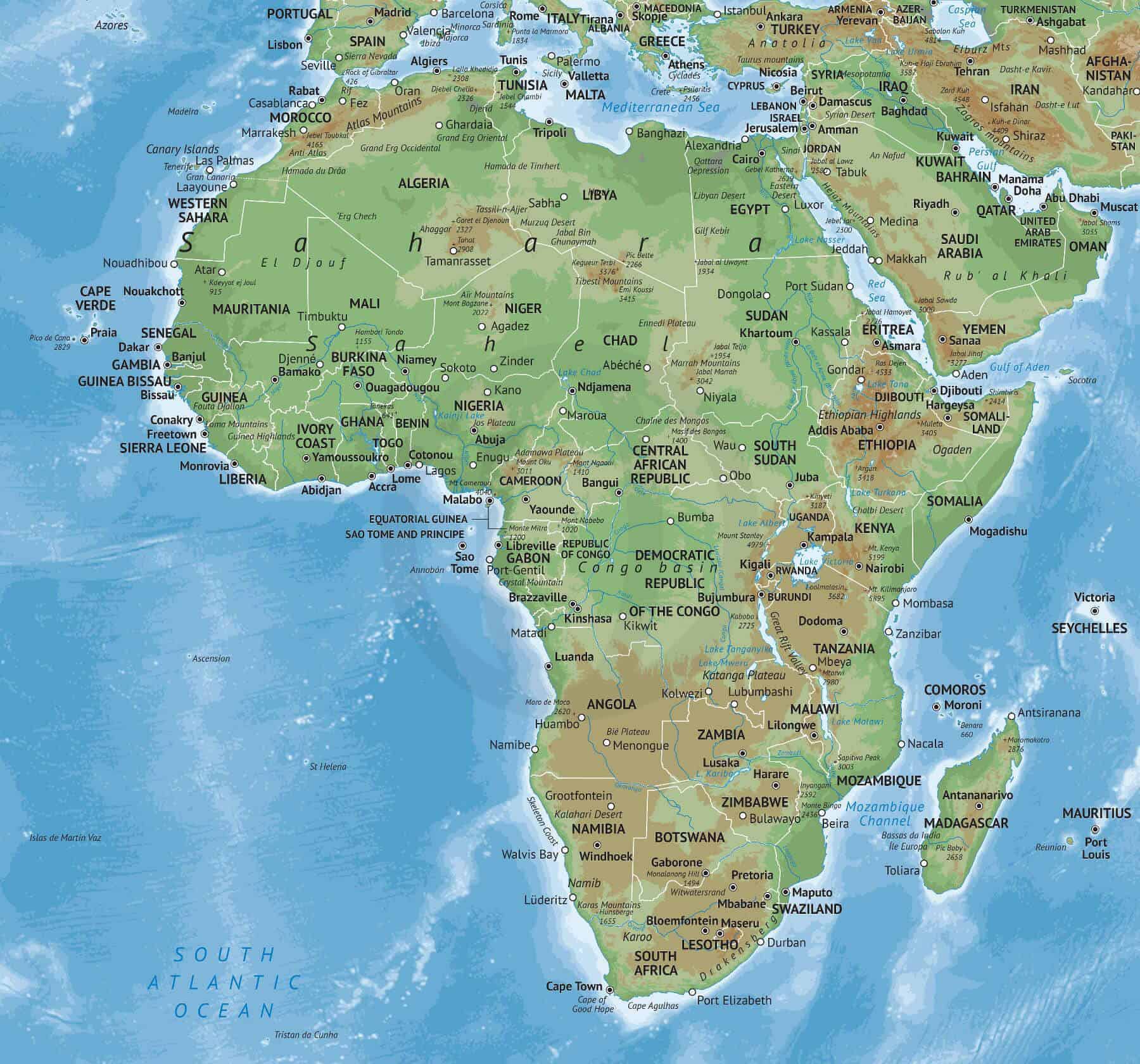 africa map tourism