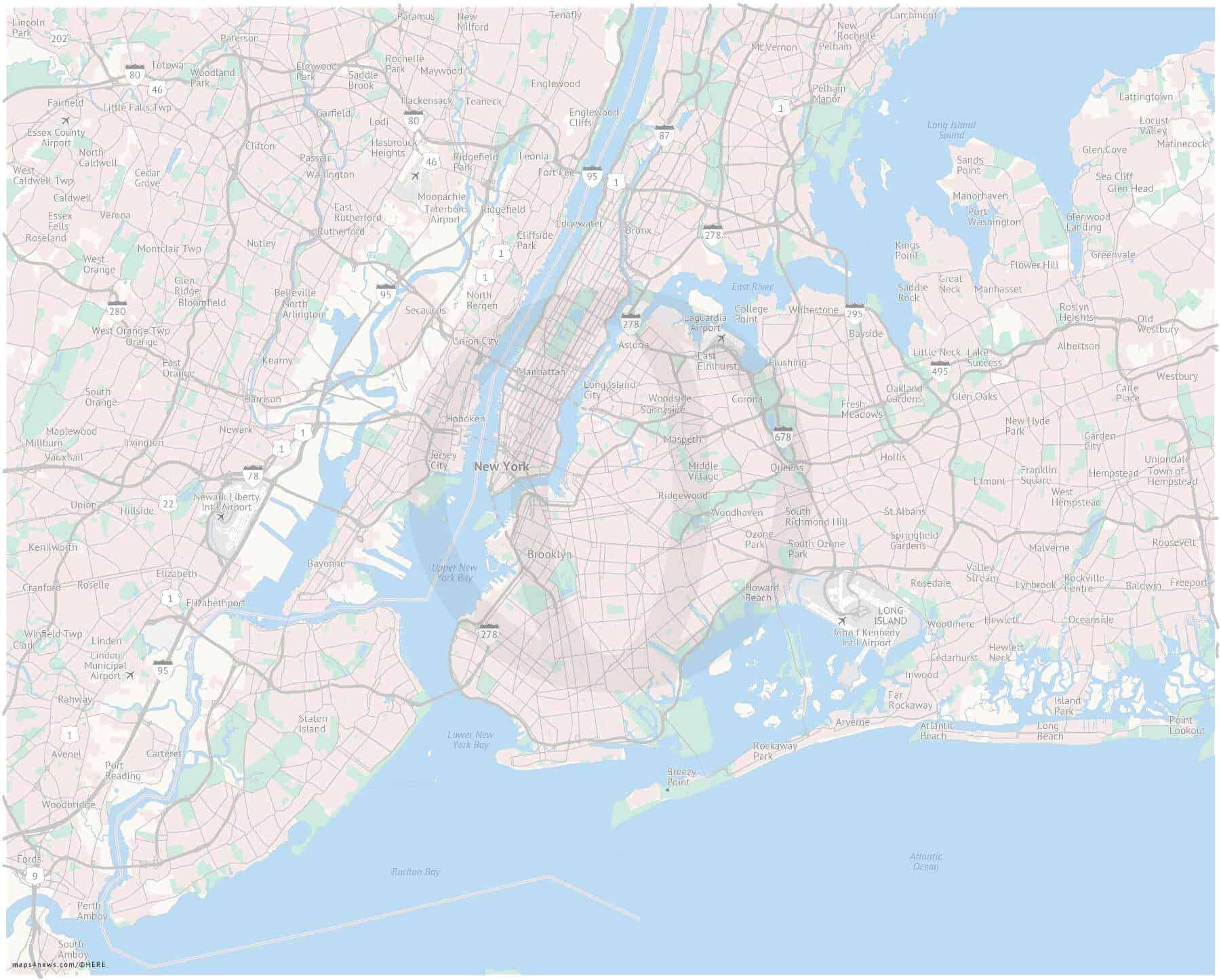 Map Of New York City And Airports - United States Map