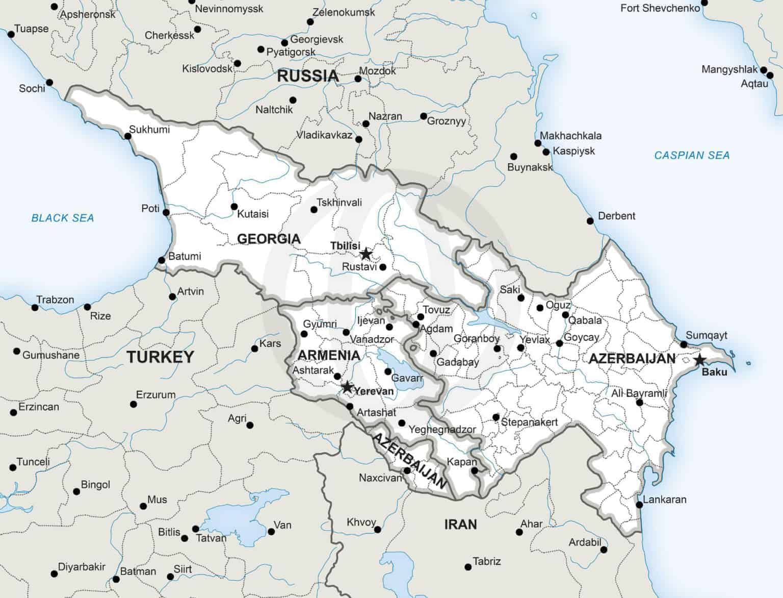 Vector Map Of The Caucasus Political One Stop Map   737 Caucasus Web 1536x1172 