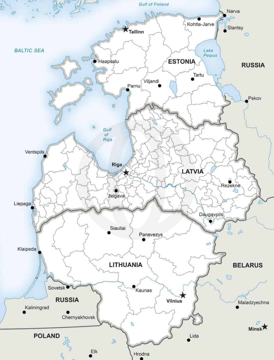 Vector Maps of the Baltic States | One Stop Map